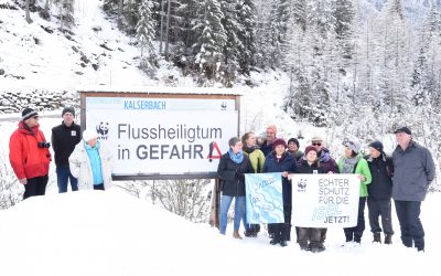 Warnschild statt Infotafel. WWF und Osttiroler Bürgerinitiativen wehren sich gegen die Verbauung der Flussheiligtümer – BILDER